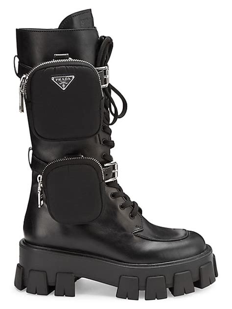 women's prada pocket lug-sole leather combat boots|Women's Prada Boots .